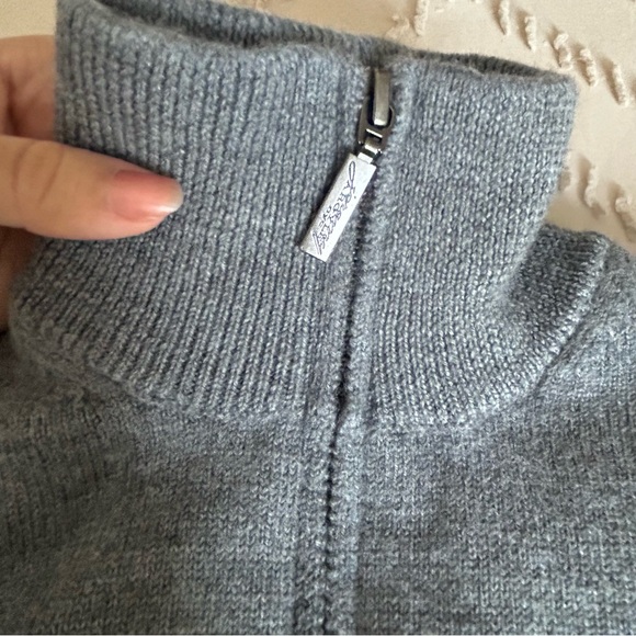 Jeremy Argyle NYC 100% Merino Wool Knitted 1/4 Zip Mock Neck Gray Sweater Slim M - Picture 3 of 5